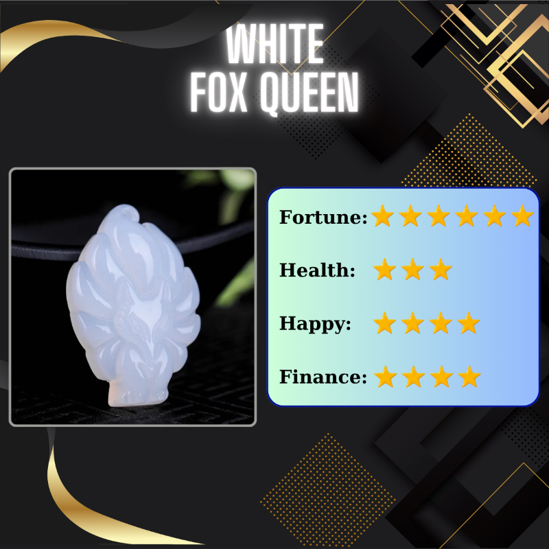 Lucky Fox Queen Stone - White